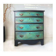 Load image into Gallery viewer, Vintage chest of drawers, hand painted green and black
