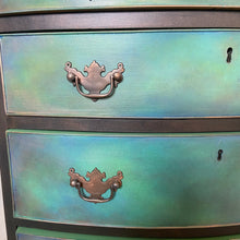 Load image into Gallery viewer, Vintage chest of drawers, hand painted green and black
