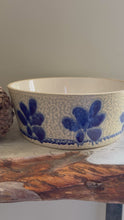 Load and play video in Gallery viewer, German Salt-Glazed Pottery Bowl – Blue Floral Decoration
