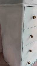 Load and play video in Gallery viewer, Vintage Stag Chest Of Drawers, Hand Painted Mint Green Blends
