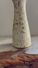 Load and play video in Gallery viewer, Vintage Studio Pottery Speckled Stoneware Trumpet Vase 18cm
