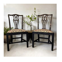 Load image into Gallery viewer, antique chairs, upholstered, painted black
