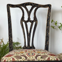 Load image into Gallery viewer, Antique pair of dining chairs, black and gold
